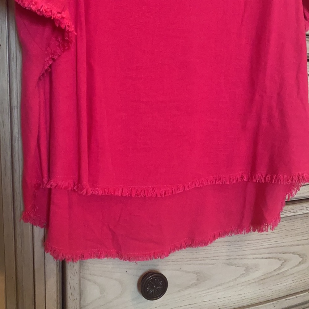 Umgee Pink Linen Ruffle Sleeve Top - Picture 5 of 10